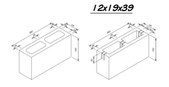 Ladrillo de concreto bloque 12